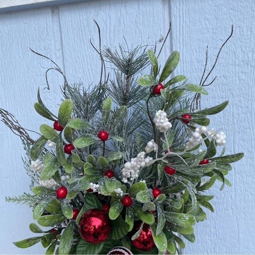 Handmade Christmas holiday door hanger stocking Wreath